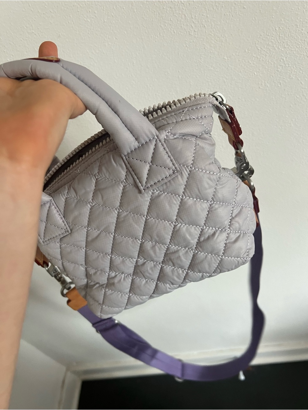 MZ Wallace Lilac Micro Quilted Sutton Crossbody Satchel - Picture 6 of 8